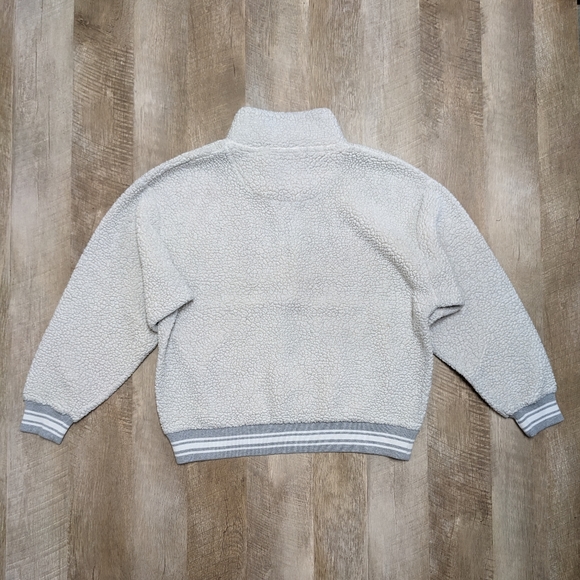 American Eagle Outfitters White Sherpa Half Zip Sweater - Picture 2 of 13